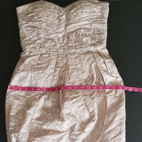 Max And Cleo Beige Taffeta Jacquard Strapless Cocktail Prom Dress Size 6 NWT - Picture 8 of 15